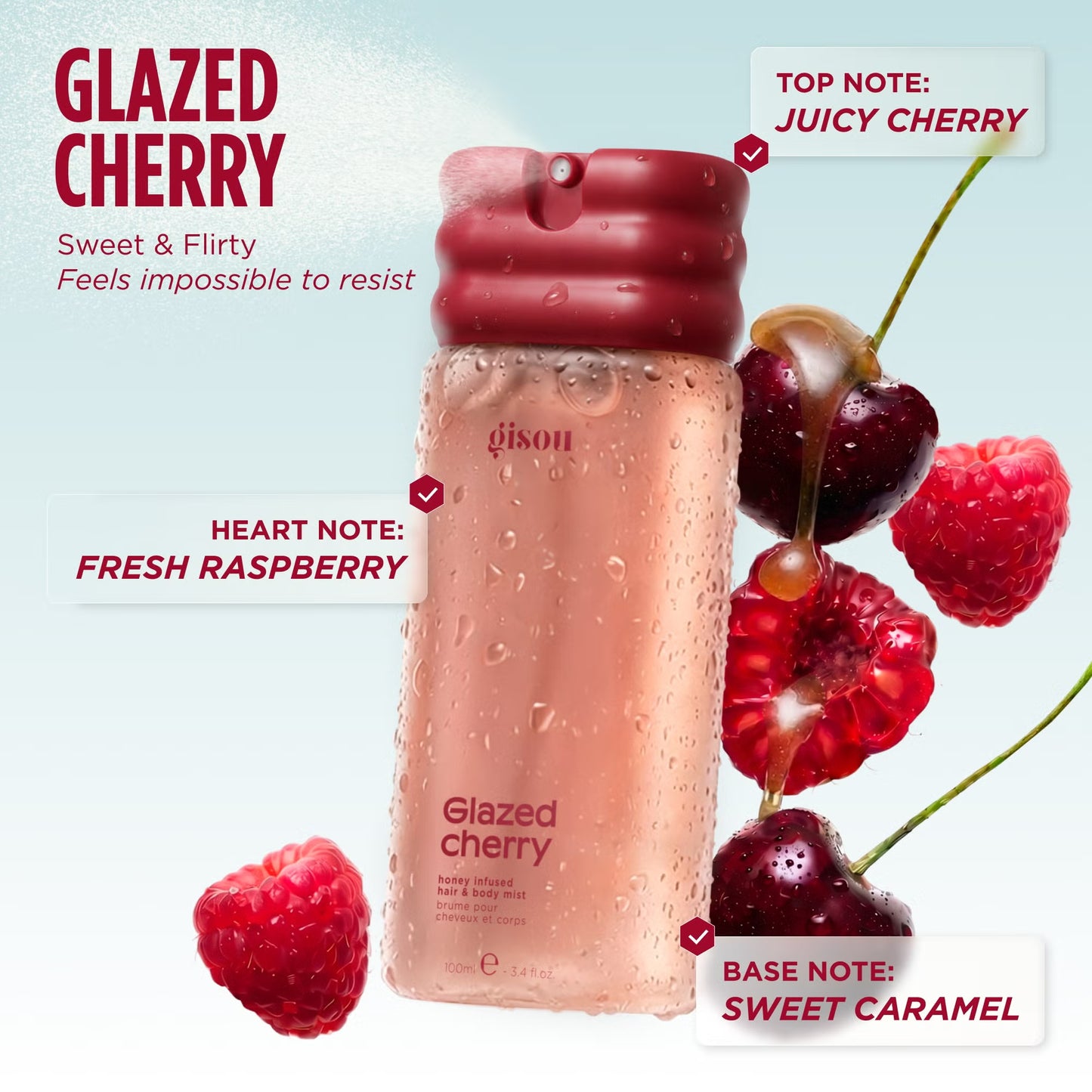 Спрей для тіла та волосся Honey Infused Hair & Body Mist  - Glazed Cherry Gisou